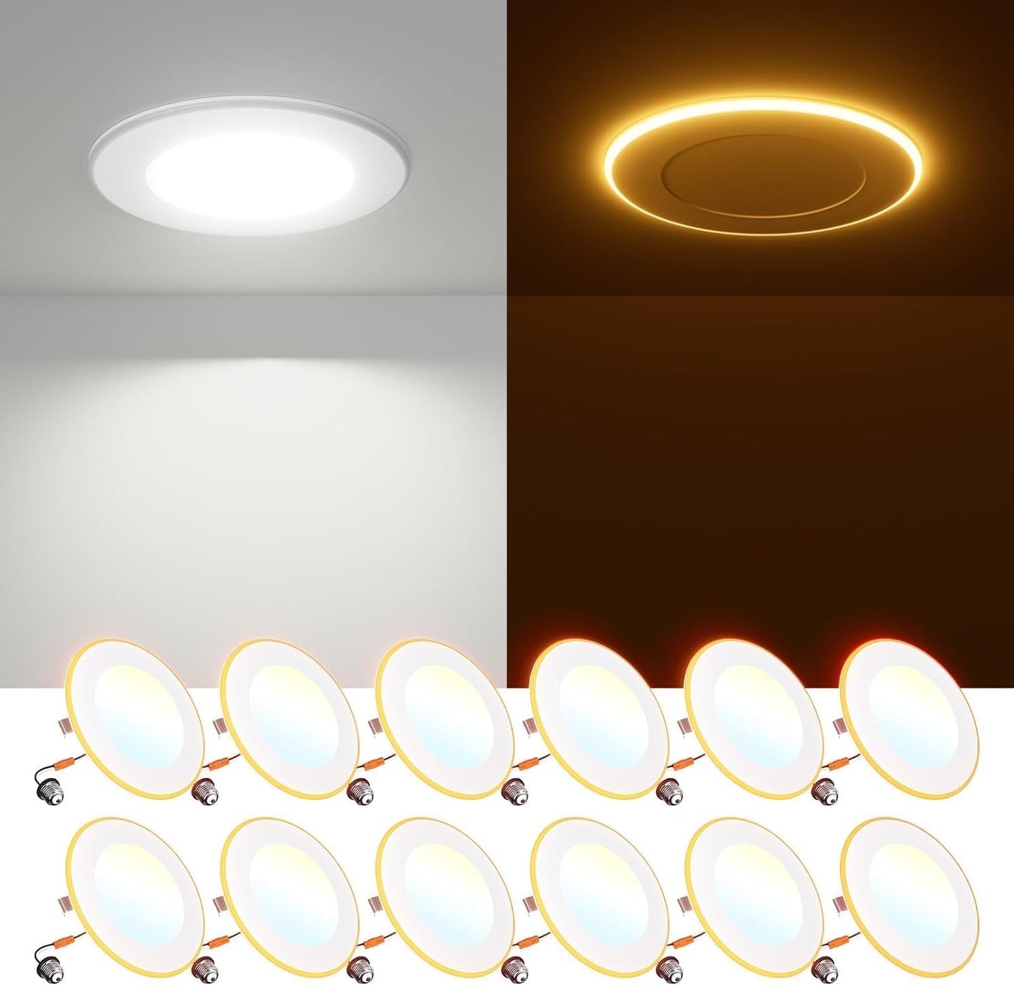 FREELICHT 4 Inch LED Can Lights with Night Light, 5CCT Selectable Flat Retrofit Recessed Lighting, 7W, 700LM, Dimmable, ETL & FCC