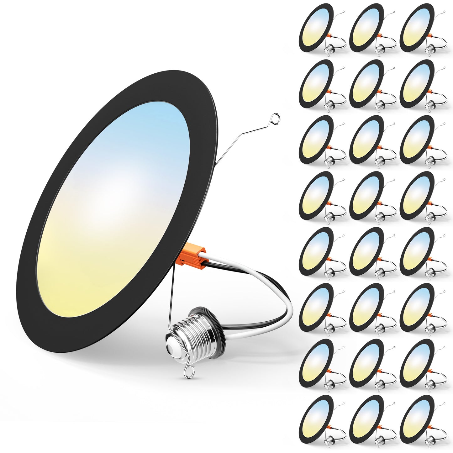 FREELICHT Retrofit LED Recessed Lighting 6 Inch, Selectable 2700K/3000K/4000K/5000K/6000K, Dimmable Flat LED Can Lights, 10W=110W, 1000LM, IC & Damp Rated, ETL & FCC, Black