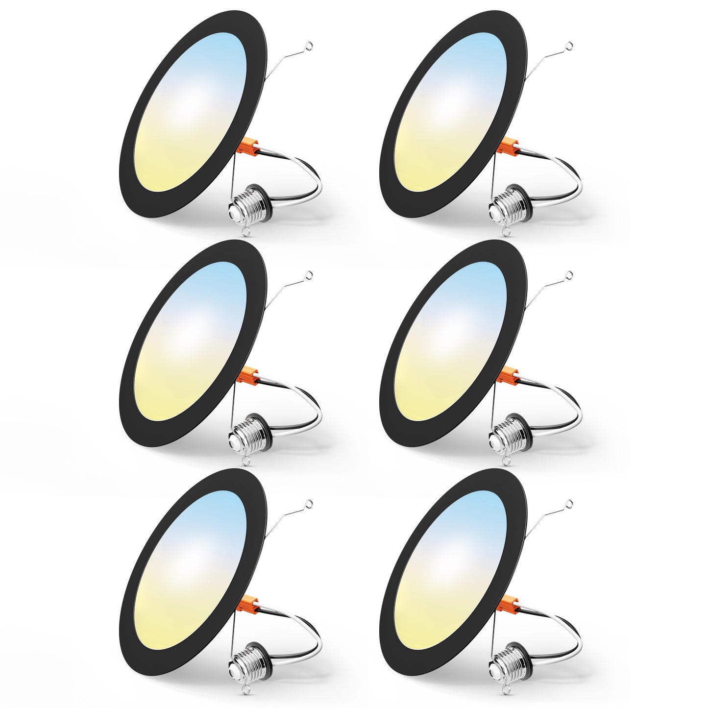 FREELICHT Retrofit LED Recessed Lighting 6 Inch, Selectable 2700K/3000K/4000K/5000K/6000K, Dimmable Flat LED Can Lights, 10W=110W, 1000LM, IC & Damp Rated, ETL & FCC, Black