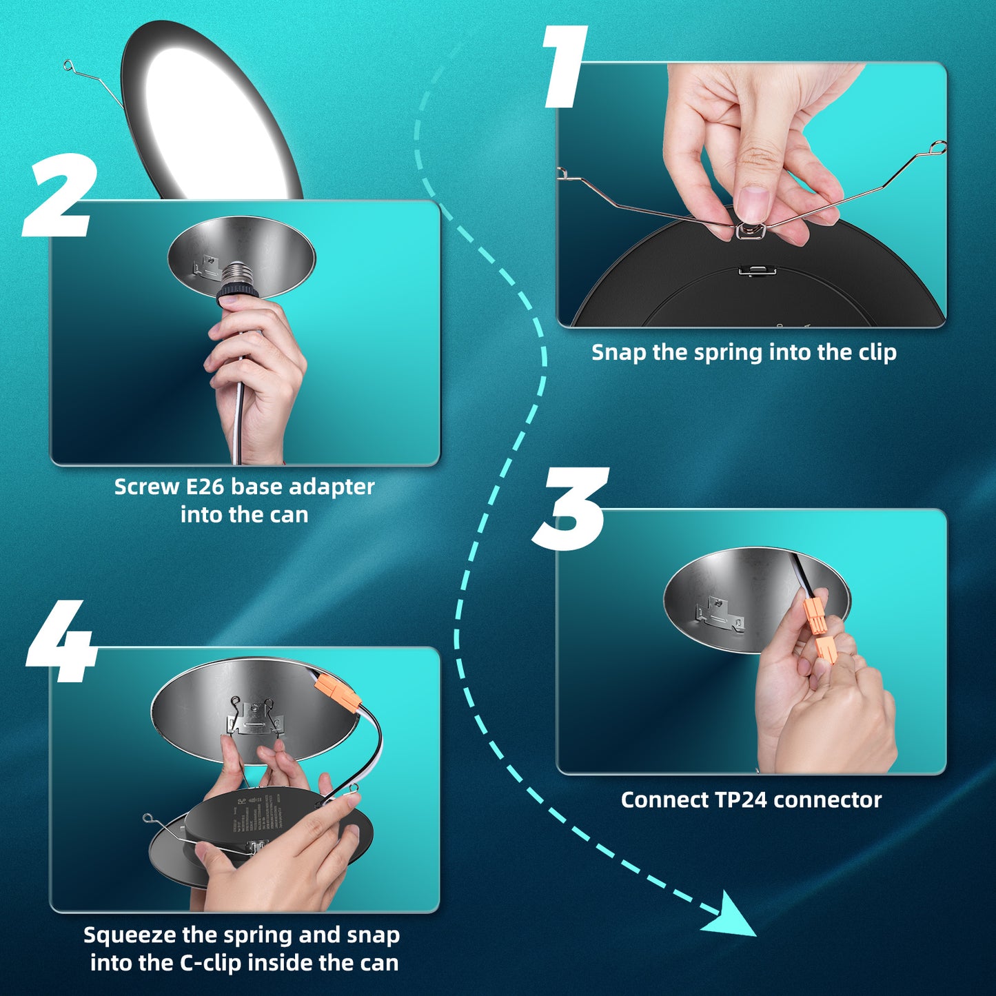 FREELICHT Retrofit LED Recessed Lighting 6 Inch, Selectable 2700K/3000K/4000K/5000K/6000K, Dimmable Flat LED Can Lights, 10W=110W, 1000LM, IC & Damp Rated, ETL & FCC, Black