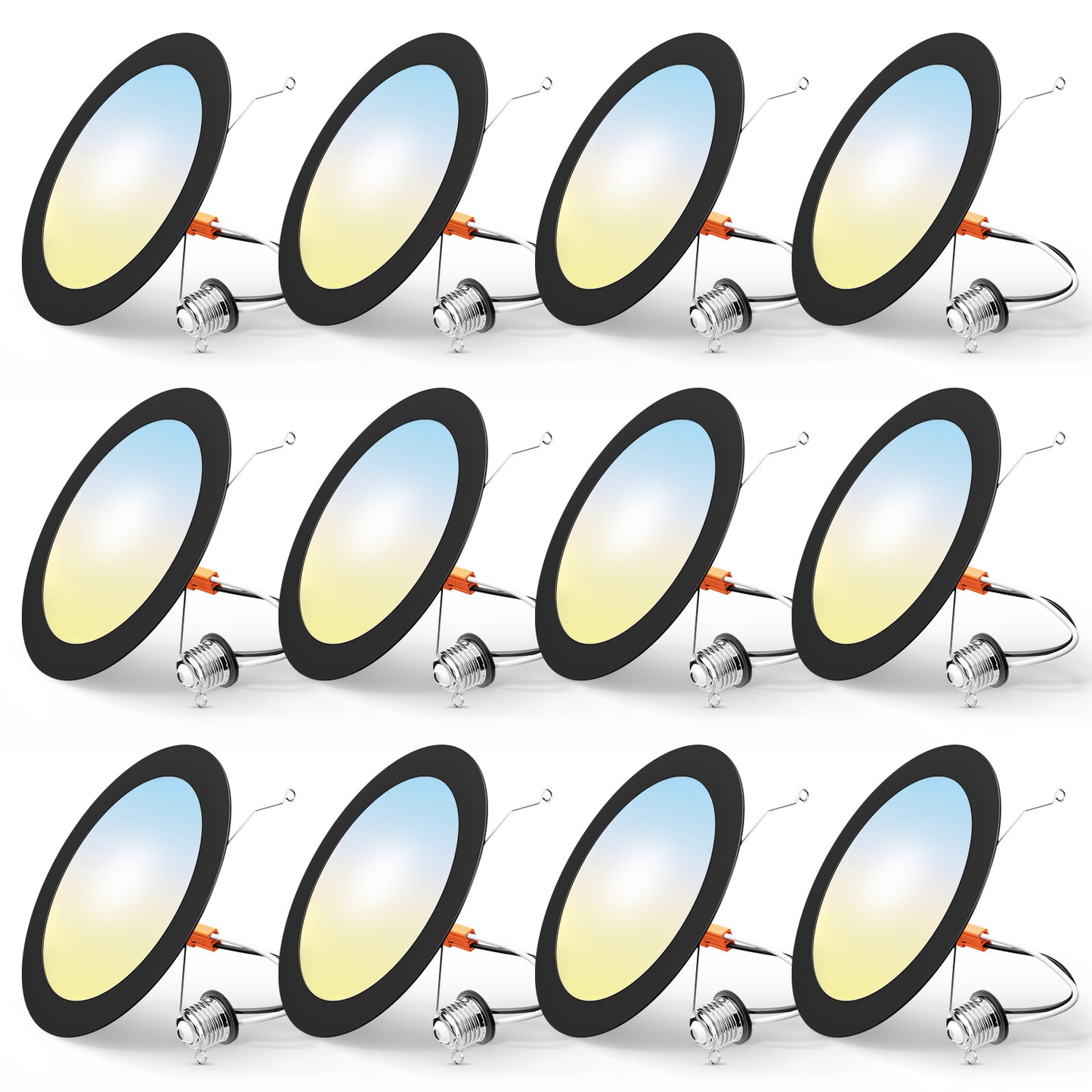 FREELICHT Retrofit LED Recessed Lighting 6 Inch, Selectable 2700K/3000K/4000K/5000K/6000K, Dimmable Flat LED Can Lights, 10W=110W, 1000LM, IC & Damp Rated, ETL & FCC, Black