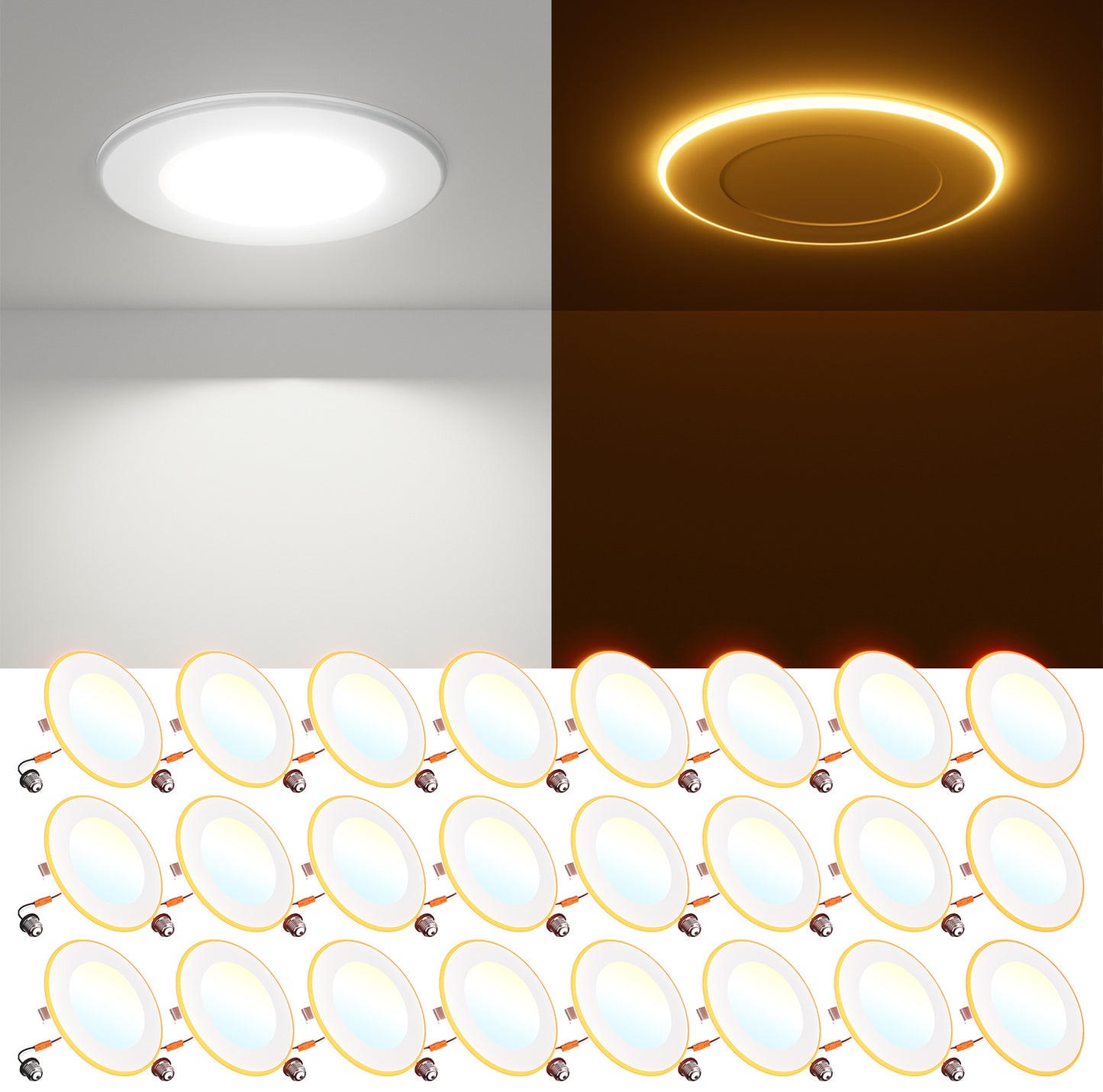 FREELICHT 4 Inch LED Can Lights with Night Light, 5CCT Selectable Flat Retrofit Recessed Lighting, 7W, 700LM, Dimmable, ETL & FCC