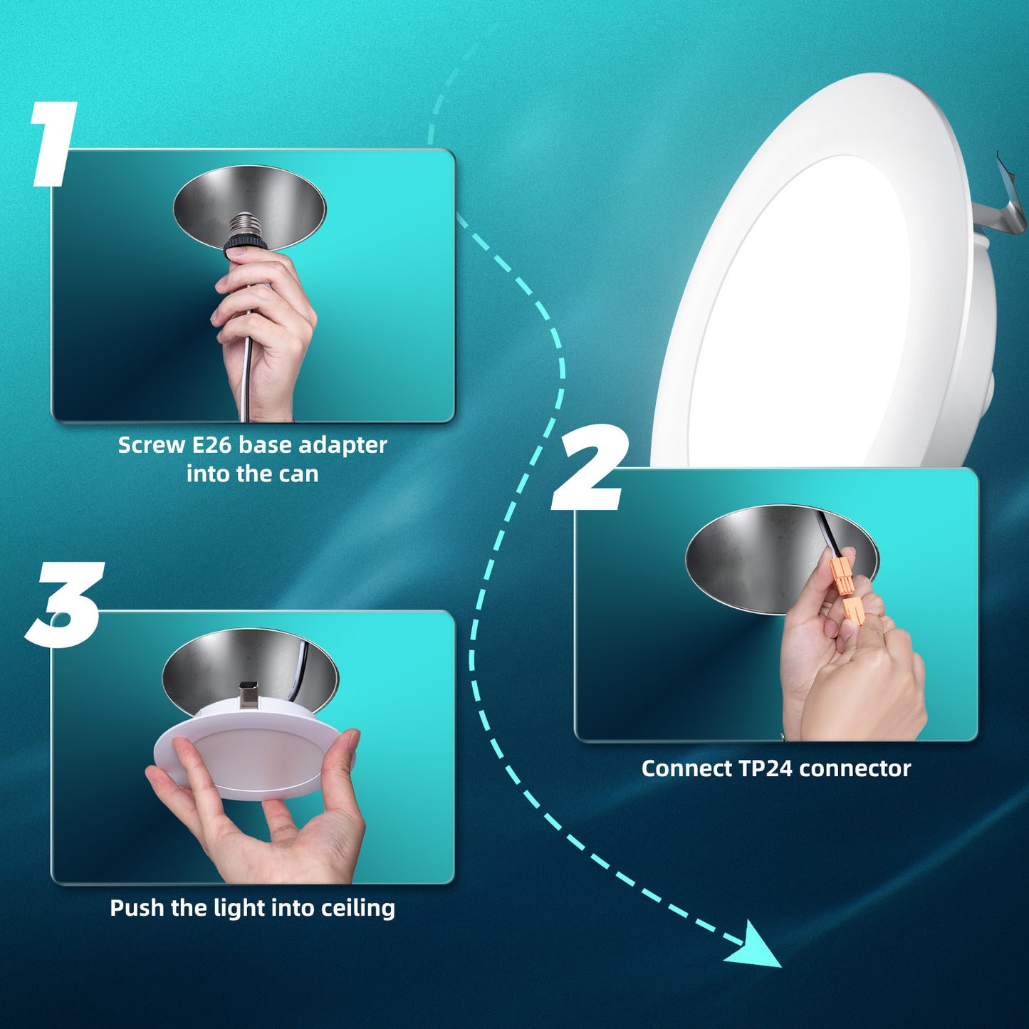 FREELICHT 4 Inch Retrofit LED Recessed Lighting, Selectable 5CCT, Dimmable Flat LED Can Lights, 7W, 700LM, ETL & FCC, White