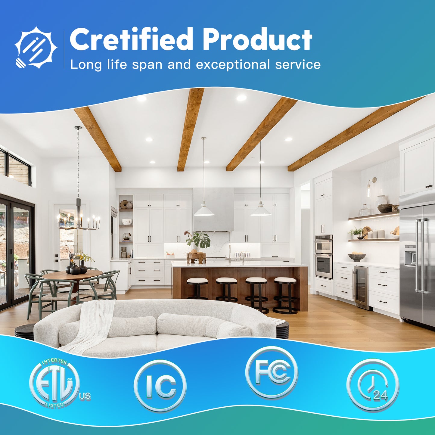 FREELICHT 24 Pack 4 Inch 5CCT Ultra-Thin LED Recessed Ceiling Light with Junction Box, 2700K/3000K/3500K/4000K/5000K Selectable, 700LM Brightness, Dimmable Canless Wafer Downlight, 10WEqv90W-ETL&FCC