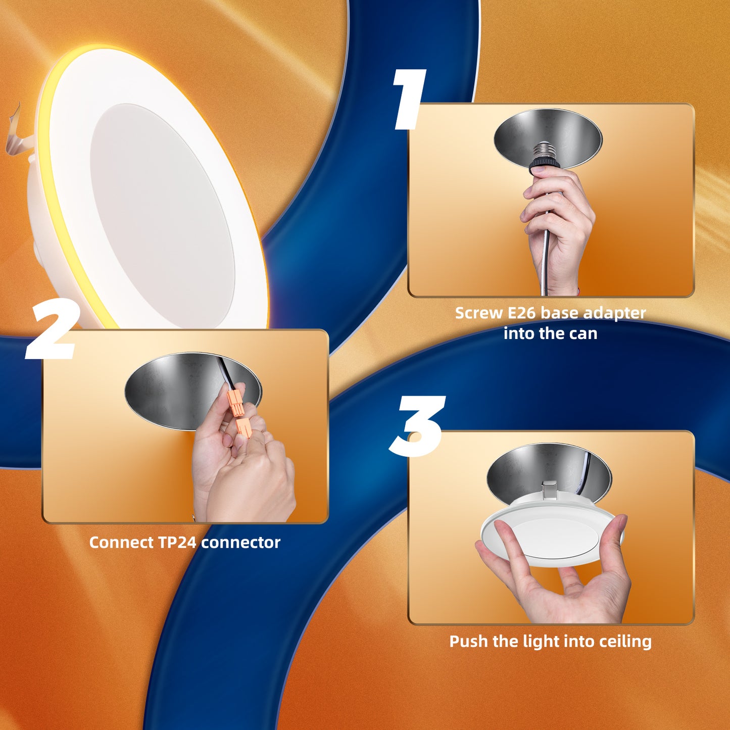 FREELICHT 4 Inch LED Can Lights with Night Light, 5CCT Selectable Flat Retrofit Recessed Lighting, 7W, 700LM, Dimmable, ETL & FCC